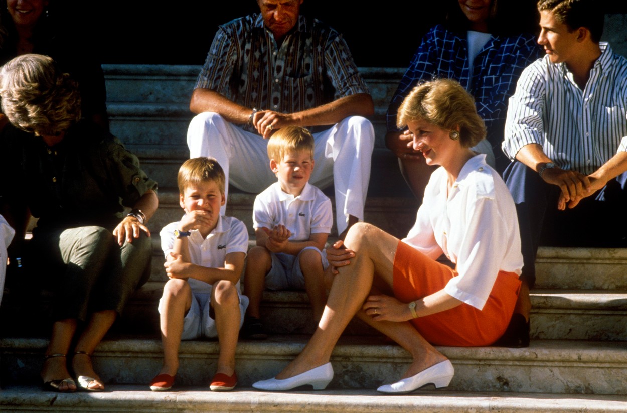 Charles, Prince of Wales, and Diana, Princess of Wales, on holiday in Majorca, Spain, with their sons Prince William and Prince Harry. They are guests of King Juan Carlos of Spain and his wife Queen Sofia. They are staying at their holiday home, the Marivent Palace, which is situated just outside the capital city of Palma., Image: 248384205, License: Rights-managed, Restrictions: WORLD RIGHTS - Fee Payable Upon Reproduction - For queries contact Photoshot - sales@photoshot.com  London: +44 (0) 20 7421 6000  Florida: +1 239 689 1883  Berlin: +49 (0) 30 76 212 251, Model Release: no, Credit line: LFI/Photoshot / Avalon Editorial / Profimedia